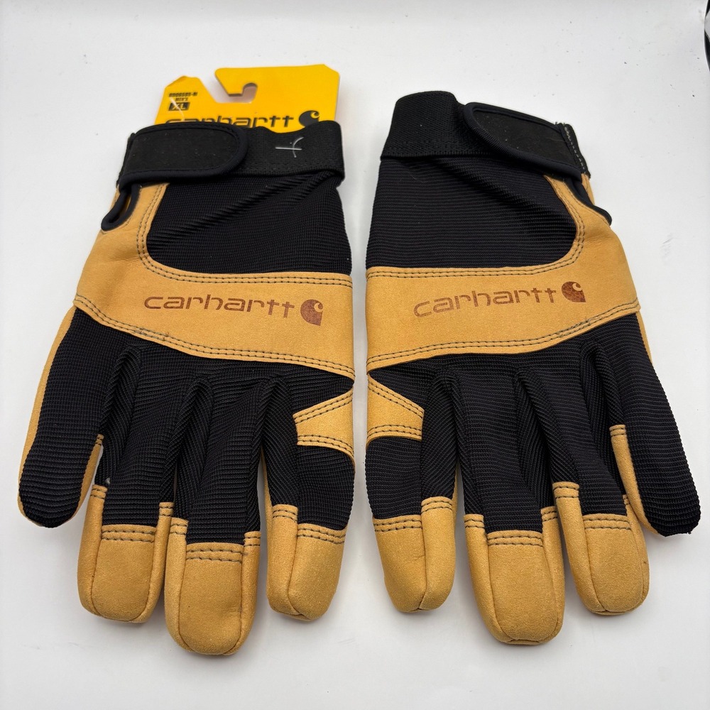 Carhartt Mens Synthetic Leather Work Gloves Tan Black XL GD0659S-M